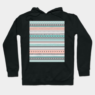 Grey peach teal Tribal Hoodie